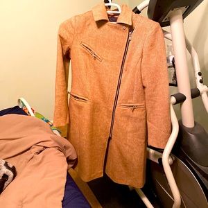 Moto detail wool blend twill